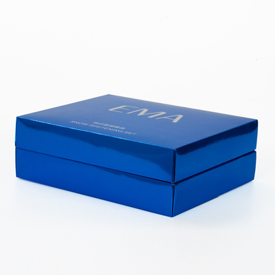 Custom Logo High End Soft Touch Blue Cosmetic Paper Box Packaging