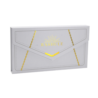 Custom Logo Luxury White Cardboard Handbag Wallet Gift Box With Gold Foil Print
